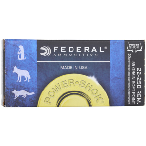 FEDERAL POWER-SHOK 22-250 REM - 55GR SP 20RD 10BX/CS