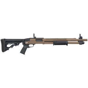 MOSSBERG 590R TACTICAL 12GA - 18.5" 6RD ADJ STK CYL FDE