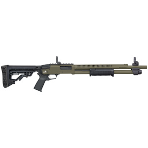 MOSSBERG 590R TACTICAL 12GA - 18.5" 6RD ADJ STK OD GREEN