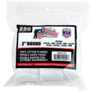 COTTON FLANNEL CLEANING PATCHES - .270-.38 CALIBER, 250 COUNT