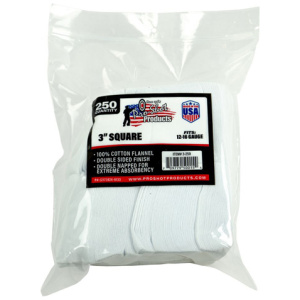 COTTON FLANNEL CLEANING PATCHES - 12-16 GAUGE, 250 COUNT