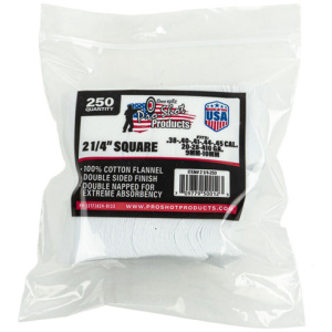 COTTON FLANNEL CLEANING PATCHES - .38-.45 CALIBER/.20-410 GAUGE, 250 COUNT
