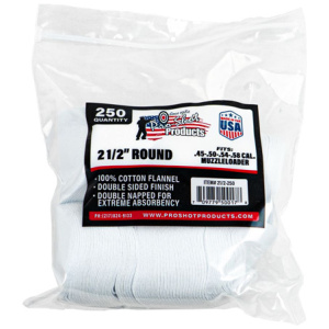 COTTON FLANNEL PATCHES - .45-.48 CALIBER, 2 1/2 ROUND, 250 COUNT