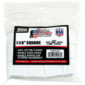 COTTON FLANNEL PATCHES - .22-.270 CALIBER, 500 COUNT